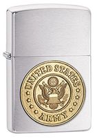 Zippo Army Lighters - Brushed Chrome Emblem, 5 1/2 x 3 1/2 cm
