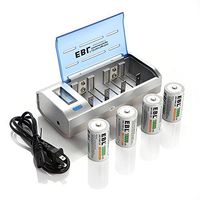 EBL D Cells 10000mAh Rechargeable Batteries (4 Counts) with C D 9V AA AAA Battery Charger