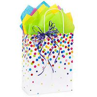 NW Rainbow Confetti Paper Shopping Bags - Cub Size - 8 1/4 x 4 3/4 x 10 1/2in. - 25 Pack