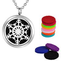 VALYRIA Aromatherapy Essential Oil Diffuser Necklace Stainless Steel Snow Locket Pendant with Engraving