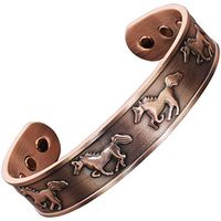 Holistic Magnets® Solid Copper Magnetic Bracelets Men Women Arthritis Pain Relief Magnetic Therapy Bracelet Healing Bangle (HRS)-Horses (L: Wrist 7.7-8.75 inch)