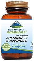 Cranberry D Mannose Capsules - 60 Kosher Vegan Caps - 1000mg D Mannose with Cranberry Concentrate Plus Vitamin C