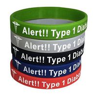 Type 1 Diabetes Bracelets Insulin Dependent Medical Alert(Pack of 5) Green, Grey, Blue, Red, Black