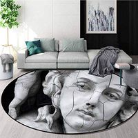 RUGSMAT Sculptures Round Kids Rugs,Fractured Woman Face Design Non-Slip Fabric Round Rugs for Living Room Round-39