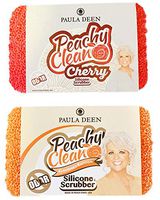 Paula Deen Peachy Clean Sponge Pack of 2! Peach Scented Kitchen and Dish Scrubber! Long Lasting and Antimicrobial Silicone Sponge! Choose Your Silicone Scrubber! (Assorted)