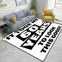 60th Birthday Paisley Customize Door Mats for Home Mat, It Took Me 60 Years Party Quote Slogan Admiration Theme Monochrome Image, Easy Maintenance Area Rug Living Room Bedroom Carpet(2'x 6')