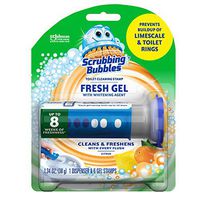 Scrubbing Bubbles Fresh Gel Toilet Bowl Cleaning Stamps, Gel Cleaner, Helps Prevent Limescale and Toilet Rings, Citrus Scent, 6 Stamps
