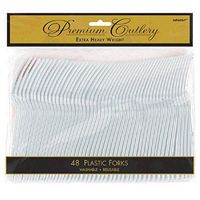 Premium Heavy Weight Plastic Forks | Clear | Pack of 48 | Party Supply