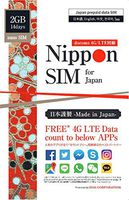 Nippon SIM for Japan 14 Days Unlimited 4G/LTE Data for 10 APPs (Google Map, Facebook, Instagram, Twitter, Messenger, Whatsapp, Skype, LINE, WeChat, Kakaotalk); 2GB for Other APPs/Web; 128kbps After