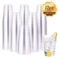 12 OZ Clear Plastic Cups, Heavy-duty Party Glasses, Disposable Plastic Cups for Wedding,Thanksgiving Day, Christmas Party Cocktails Tumblers(100 Count)