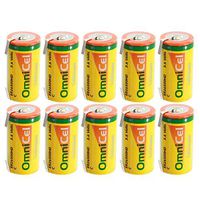 10x OmniCel ER26500HD 3.6V 6.5Ah Size C Lithium Battery with Tabs For Enhanced Vision, Flashlights, Communications, Smart Munitions, Unattended Sensors, Oxygen Concentrators, External Defibrillators