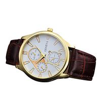 Nmch Watch, Vintage PU Leather Band Analog Alloy Quartz Wrist Watch Fashion Business Watches Jewelry (E)