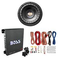 Lanzar MAXP84 8" 800W Power Car Subwoofer + Boss R1100M 1100W Mono Amp + Amp Kit