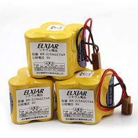 (3-Pack) BR-2/3AGCT4A 6V 4400mAh Replacement Battery for Panasonic FANUC Controls, PLC Computer Ge Fanuc 18T Series, A98L-0031-0025, CUSTOM-107, SHS749, ALIT0138, LIT0138 (Brown Connector)