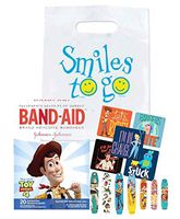 Toy Story Band-Aid Brand Bandages Assorted Shapes & Sizes, 20ct! Plus Stickers & Smiles to Go Bag!