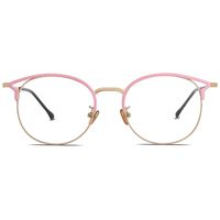 SOJOS Small Cat Eye Blue Light Blocking Glasses Women Computer Eyeglasses Oasis SJ5035 with Pink Frame/Gold Rim/Anti-blue Light Lens