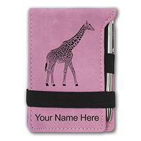 Mini Notepad, Giraffe, Personalized Engraving Included (Pink)