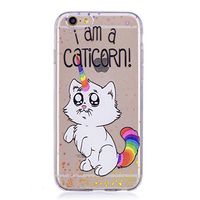 Cfrau Clear Case with Black Stylus Compatible with iPhone 6 Plus/6S Plus,Women Girls Colorful Print Ultra Thin Shock Absorption Bumper Soft TPU Rubber Flexible Silicone Case,Rainbow Cat