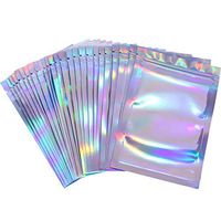 100 Pieces Resealable Smell Proof Bags Foil Pouch Bag Flat Ziplock Bag for Party Favor Food Storage (Holographic Color, 7.5 x 9.5 Inches)