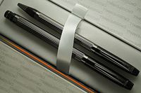 Cross Made in USA Elite Art Deco Metropolis Jet Black , Polished and Ribbed Barrel Selectip Rollerball Pen and Ballpoint with Backup Jumbo and Ballpoint Refills