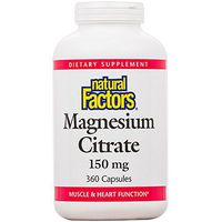 Natural Factors, Magnesium Citrate 150 mg, Supports Healthy Heart  and Muscle Function, 360 capsules (360 servings)