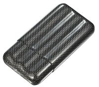 Visol Night Silver Carbon Fiber Light-Weight Cigar Case - Holds 3 Cigars