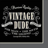 Club Pack of 192 Vintage Dude Premium 3-Ply Party Beverage Napkins 5"
