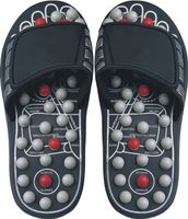 Deluxe Comfort Men's Slip-On Smart Step Reflexology Sandals, Size 7-8 – Rejuvenates Sore Feet – Orthopedic Foot Therapy – Athlete Recovery Footware – Foot Massager Sandals, Black/Grey