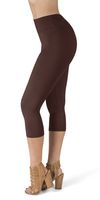 SATINA High Waisted Super Soft Capri Leggings - 20 Colors - Reg & Plus Size (Plus Size, Brown)