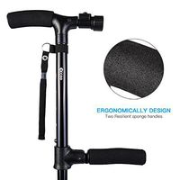 Estink- Walking Cane,Black Aluminum Alloy Lightweight Adjustable Walking Stickers for Eldely Men and Women with LED Light and Support Base