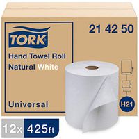 Tork Universal Hand Towel Roll H21, Industrial Paper Roll 214250, 100% Recycled, Price Effective, 1-Ply, Natural/White - 12 Rolls x 425 ft