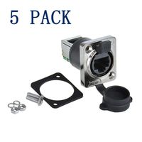 Anmbest Panel Mounting Shielded RJ45 90° IP65 Waterproof PCB Signal Panel Cat5/5e/6 8P8C Connector Ethernet LAN Cable Connector (5PCS RJ45 90° Connector)