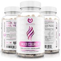 Collagen Peptides Pills - Types I,II,III,V & X with Biotin & Hyaluronic Acid – Supports Anti-Aging, Healthy Hair, Skin, Bones & Nails - Keto & Paleo Friendly Hydrolyzed Protein – 90ct.