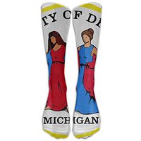 Elephant AN Novelty Detroit Michigan Flag Retro Vintage Stylish Premium Quality Calf Long Socks Athletic Crew Socks