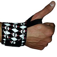 Wrist Wraps Weightlifting - Exclusive Skull Argyle Pattern - 17" Professional Grade w/Reinforced Thumb Loops - Wrist Support Braces Men & Women - Weight Lifting, Cross-Training, Bodyweight Exercise