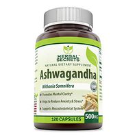 Herbal Secrets Ashwagandha Extract 500 Mg 120 Capsules (Non-GMO) -Reduces Stress & Anxiety -Improve Thyroid Function -Natural Energy Boost