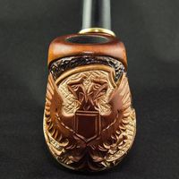 5.39'' 'Russian eagle' Carving wooden smoking pipe. Best smoking pipes. WORLDWIDE shipping.
