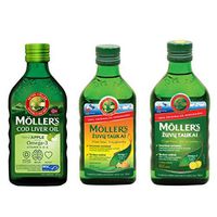 3 Pack Moller's Fish Oil Norwegian Dietary Supplement  | Lemon | Apple | Fruit 3 x 8.45 fl oz   