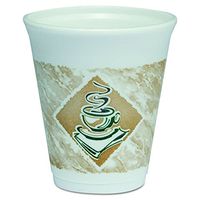 Dart 8X8G Café G Foam Hot/Cold Cups, 8oz, White w/Brown & Green (Case of 1000)