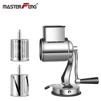 Rotary Cheese Grater, Manual Drum Grater with 2 Stainless Steel Drum Blades, Round Mandoline Drum Slicer Hand Cutter Graters for Kitchen Multi-Use