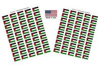 Made in USA! 100 Country Flag 1.5" x 1" Self Adhesive World Flag Scrapbook Stickers, Two Sheets of 50, 100 International Sticker Decal Flags Total (Palestine)