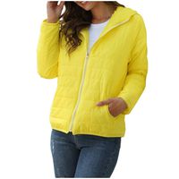 Briskorry Womens Puffer Jacket Winter Lightweight Wateproof Warm Long Sleeve Hooded Pocket Coat Full-Zip Casual Outwear Yellow