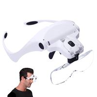 Head Mount Magnifier with LED Lights, Hands Free Headband Magnifying Glasses for Electronics, Crafts, Watch Repair, Jewelry,Reading, Needlework