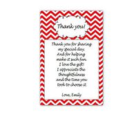 30 Personalized Thank You Cards Red White Chevron Zig Zag Design Birthday Party Baby Shower Bridal + 30 White Envelopes