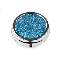 Pill Box - Lizimandu Compact 3 Compartment Medicine Case, Pill Box for Pocket or Purse (4-Pillbox-Flash Lakeblue Leather)