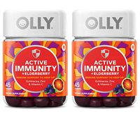 Olly Active Immunity + Elderberry Gummy Vitamins! 45 Gummies Orange Flavor! Blend Of Echinacea, Vitamin C & Zinc! Keep Your Immune System Running Strong! Choose From 1 Pack, 2 Pack Or 3 Pack! (2 Pack)