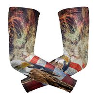 LEVEIS American Flag Eagle Arm Sleeves UV Protection for Men Women Sunblock Protective Gloves Running Golf Cycling Driving Long Arm Cover 1 Pair