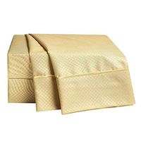 1800 COUNT 4 PIECE DEEP POCKET BED SHEET SET - CHECKERED COLLECTION/ Queen yellow Gold