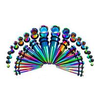 DELOVE 36PCS Ear Gauge Stretching Kit, Gauges Kit Acrylic Plugs +Stainless Steel Tapers 14G-00G -Ear Stretching Piercing Set,Gold