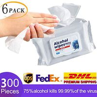 Alcohol Detergent Wipes (6 Packs,300Wipes),Large Wet Wipes(8"x6"),75% Soft Alcohol Wipes for All-Purpose Cleaning 3-7 Days Fastest Shipping